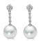 14KW Earrings 0.58cwt Diamond  10mm Cultured Pearl