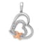 14k White Gold and 14k Rose Gold Diamond Entwined Hearts Pendant