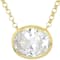 Bezel Set Oval CZ Necklace In 18K Gold Over Sterling Silver