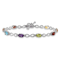 Rhodium Over 10k White Gold Multi-Gemstone and Diamond Infinity Bracelet