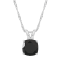 8mm Cushion Black Onyx Rhodium Over Sterling Silver Pendant With Chain