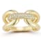 Sterling Statements 14K Yellow Gold Over Sterling Silver Pave Bold Link Ring
