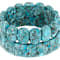 Large Turquoise Stretch Bracelet Set Of 2 In Sterling Silver