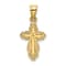 14k Yellow Gold Solid Polished and Textured Cross Pendant