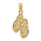14k Yellow Gold 3D Solid Polished and Textured Hawaii Flip-Flops Charm