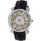 Adee Kaye Women's Flushy White Bezel, Black Leather Strap Watch