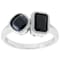 Black Spinel Toi et Moi Ring In Rhodium Over Brass 2.22ctw