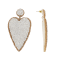 Off Park® Collection, White Seed Beaded Heart Drop Earring.