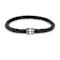 Mens Black Leather Braided Rope Bracelet with Stainless Steel Magnetic Closure