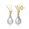 Pear Shape Freshwater Pearl Drop Earrings In 14K Gold Over Sterling Silver