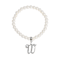 White Faux Pearl Bead Initial Charm Stretch Bracelet