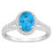 8x6mm Oval Blue Topaz 1/4 ctw Diamond Rhodium Over Sterling Silver Halo Ring