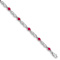 Rhodium Over 10k White Gold Diamond and Composite Ruby Bracelet