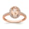 14K Rose Gold Morganite Diamond Halo Engagement Ring