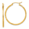 14k Yellow Gold Satin Diamond-cut 1 1/4" Square Tube Hoop Earrings