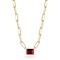 Sterling Statements 14K Yellow Gold Over Sterling Silver Red CZ Necklace
with Paperclip Chain