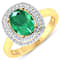 1.81ctw Green Emerald and Diamond 14K Yellow Gold Halo Ring
