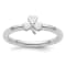 Rhodium Over Sterling Silver Stackable Expressions Diamond Clover Ring 0.005ctw