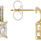 Diamond Simulant Rectangular Earrings In 18K Gold Over Sterling Silver