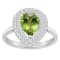 8x5mm Pear Shape Peridot And White Topaz Accents Rhodium Over Sterling
Silver Double Halo Ring
