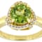 Peridot Round And White Zircon Halo Ring In 18K Gold Over Sterling
Silver 3.03ctw