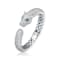 Emerald Color CZ Panther Hinged Cuff Bracelet In Sterling Silver
