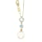 White Freshwater Pearl, Aquamarine and Diamond Accent 14K Yellow Gold
Drop Pendant with Chain