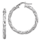 Rhodium Over Sterling Silver Satin Polished Twisted 3x35mm Hoop Earrings