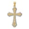 14k Two-tone Gold Polished Filigree Cross Pendant