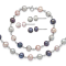 Rhodium Over Sterling Silver Multi-color Freshwater Pearl
Necklace/Bracelet/Earring Set