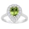 8x5mm Pear Shape Peridot And White Topaz Accents Rhodium Over Sterling
Silver Halo Ring