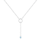 Round Blue Topaz Rhodium Over Sterling Silver Dainty Necklace