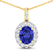 2.50ctw 14K Yellow Gold Tanzanite and White Diamond Pendant with 18 inch
Cable Chain