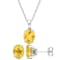Oval Citrine Pendant And Earrings Set In Sterling Silver 4.95ctw
