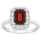 8x6mm Emerald Cut Garnet And White Topaz Accents Rhodium Over Sterling
Silver Halo Ring