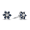 0.48ctw Sapphire and Diamond Flower Cluster Earrings in 14k White Gold
