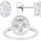Bezel Set Oval CZ Ring And Earring Set In Platinum Over Sterling Silver