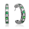 Emerald Color CZ Inside-Out Hoop Earrings In Sterling Silver