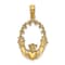 14k Yellow Gold Claddagh in Oval with Lace Trim Charm