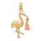 14K Two-tone Gold  Textured Stork Pendant