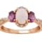 Oval Ethiopian Opal and Pink Rhodolite with White Diamond 10K White Gold
3-Stone Ring 1.11ctw