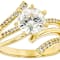 Diamond Simulant Bypass Ring In 18K Gold Over Sterling Silver 3.01ctw
