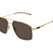 Gucci Gold Tone Square Frame / Brown Lenses Sunglasses