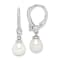 Rhodium Over Sterling Silver 7-8mm Freshwater Cultured Pearl and CZ
Leverback Dangle Earrings