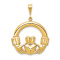 14k Yellow Gold Textured Claddagh Pendant
