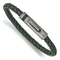 Green Leather and Stainless Steel Antiqued 8.25-inch Bracelet