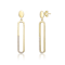 Pave CZ Oval Drop Earrings In 14K Gold Over Sterling Silver