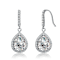 Pear Shape CZ Halo Drop Earrings In White Rhodium Over Brass