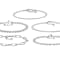 Snake, Cuban And Oval Link Bracelet Set Of 5 In Silver-Tone 4-6mm