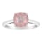 8mm Square Cushion Rose Quartz Rhodium Over Sterling Silver Ring